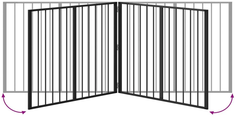 Šunų vartai 2 vnt. Juoda 100 x 80 cm Galvanizuotas plienas