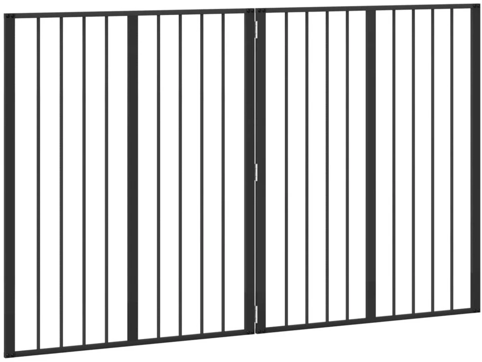Šunų vartai 2 vnt. Juoda 80 x 100 cm Galvanizuotas plienas