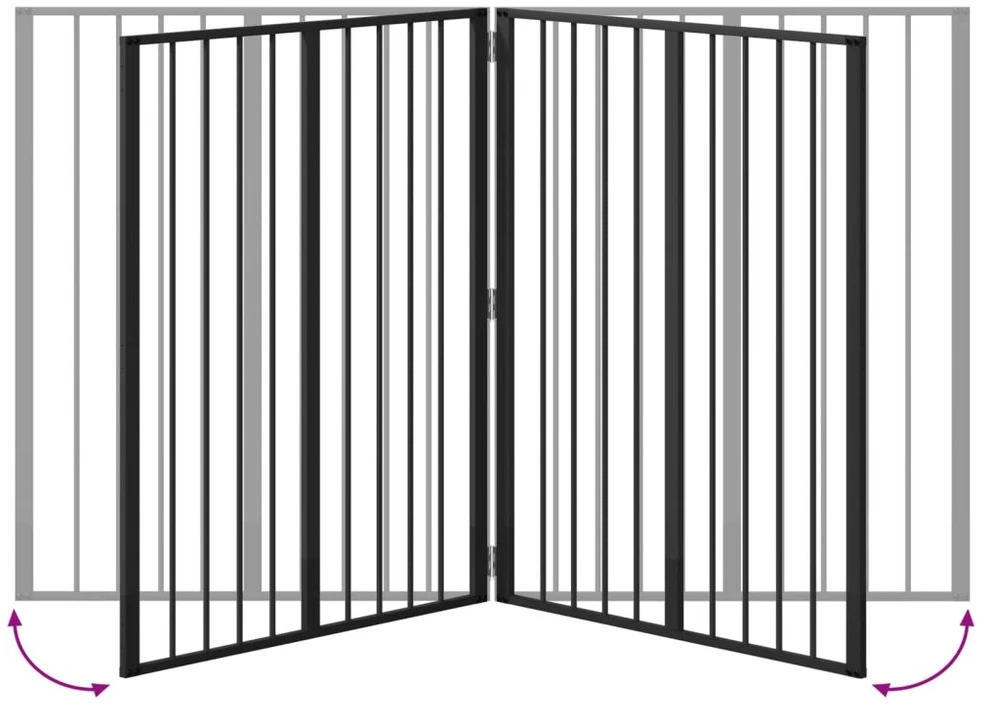 Šunų vartai 2 vnt. Juoda 80 x 100 cm Galvanizuotas plienas