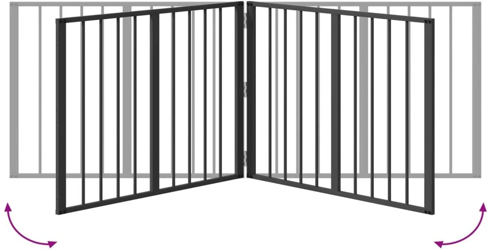 Šunų vartai 2 vnt. Juoda 80 x 60 cm Galvanizuotas plienas