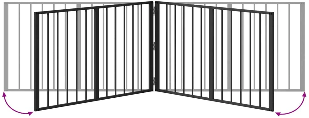 Šunų vartai 4 vnt. Juoda 100 x 60 cm Galvanizuotas plienas