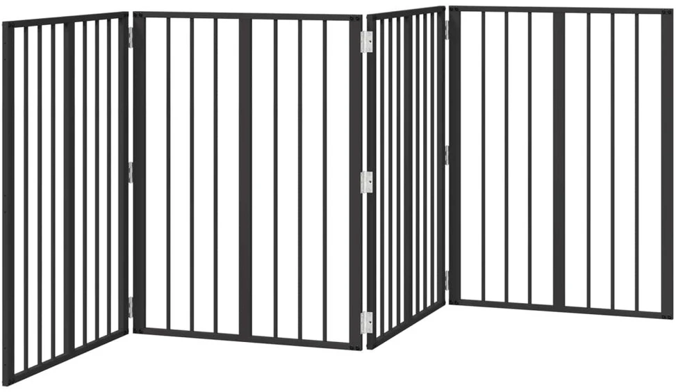 Šunų vartai 4 vnt. Juoda 60 x 80 cm Galvanizuotas plienas