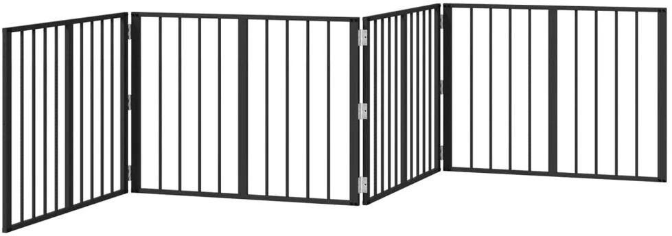 Šunų vartai 4 vnt. Juoda 80 x 60 cm Galvanizuotas plienas