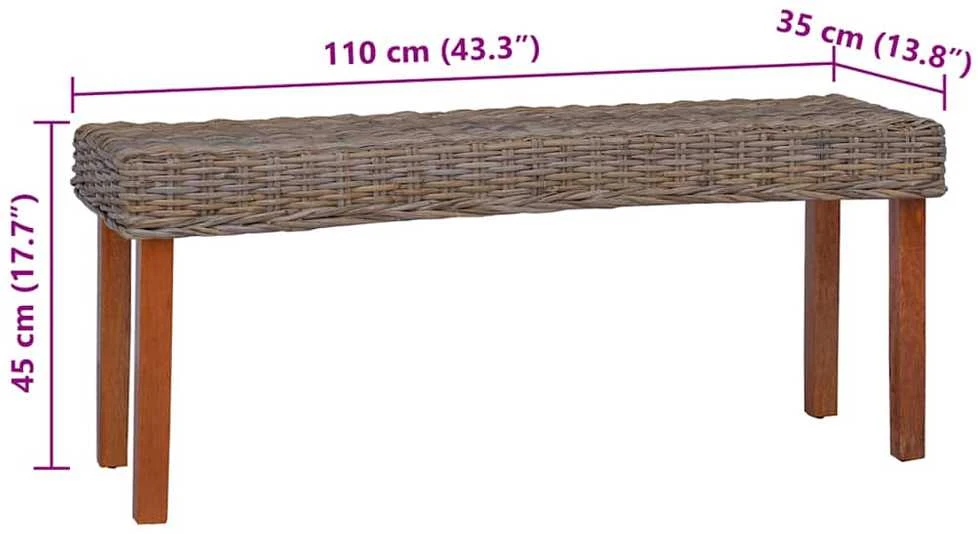 Suoliukas, 110cm, natūralus Kubu ratanas ir mango masyvas