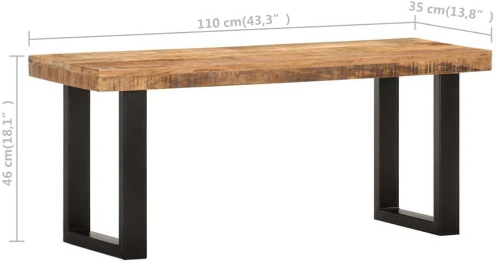 Suoliukas, 110cm, neapdorotos mango medienos masyvas ir plienas