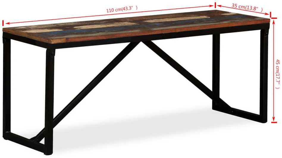 Suoliukas, perdirbtos medienos masyvas, 110x35x45cm