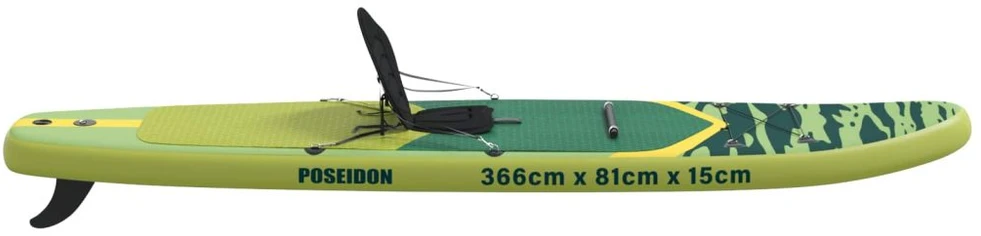 SUP lenta su sėdyne 2-in-1 POSEIDON 366 x 81 x 15 cm Žalia