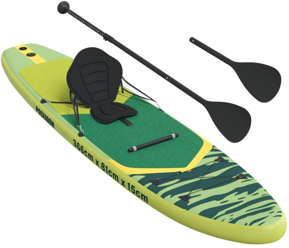 SUP lenta su sėdyne 2-in-1 POSEIDON 366 x 81 x 15 cm Žalia