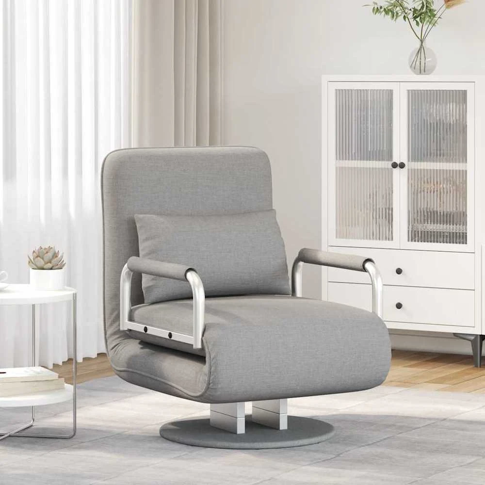 Supamoji kėdė ir sofa-lova, šviesiai pilka, audinys