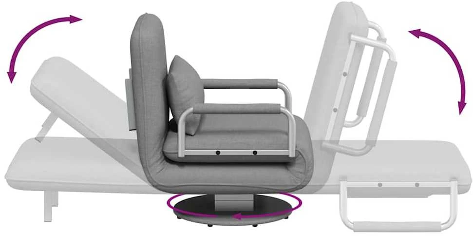 Supamoji kėdė ir sofa-lova, šviesiai pilka, audinys