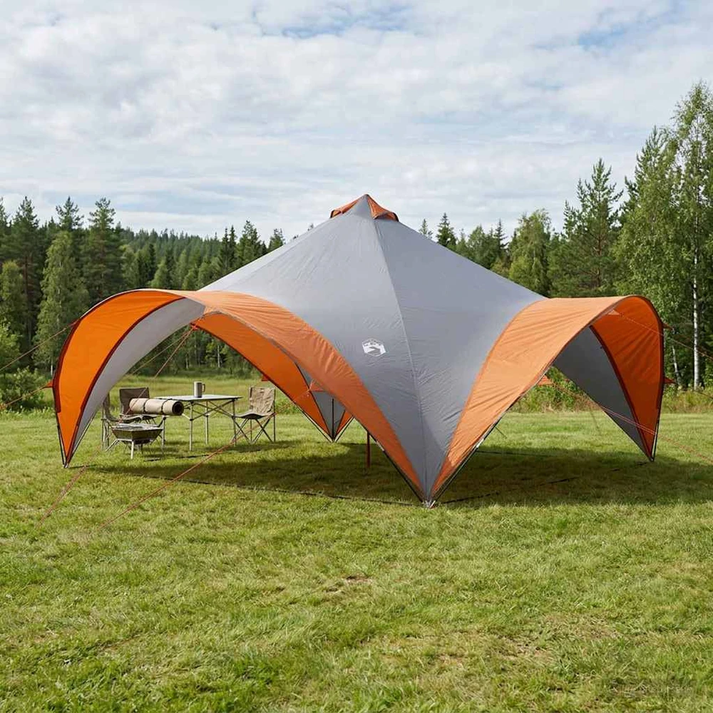 Šventės palapinė su stogu Pilka ir oranžinė 600 x 600 x 400 cm