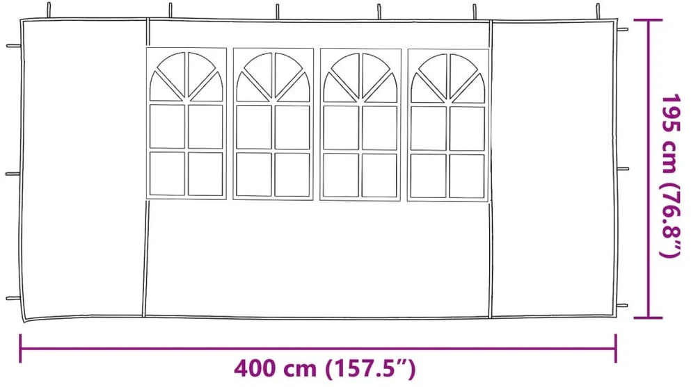 Šventinės palapinės šoninė siena 2 vnt. 400 x 195 cm