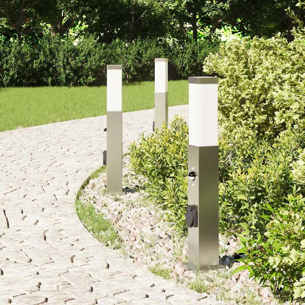 Pakabinamas šviestuvas Šviestuvai su jutikliu ir lizdu, 3 vnt., 50 cm, nerūdijantis plienas, IP44