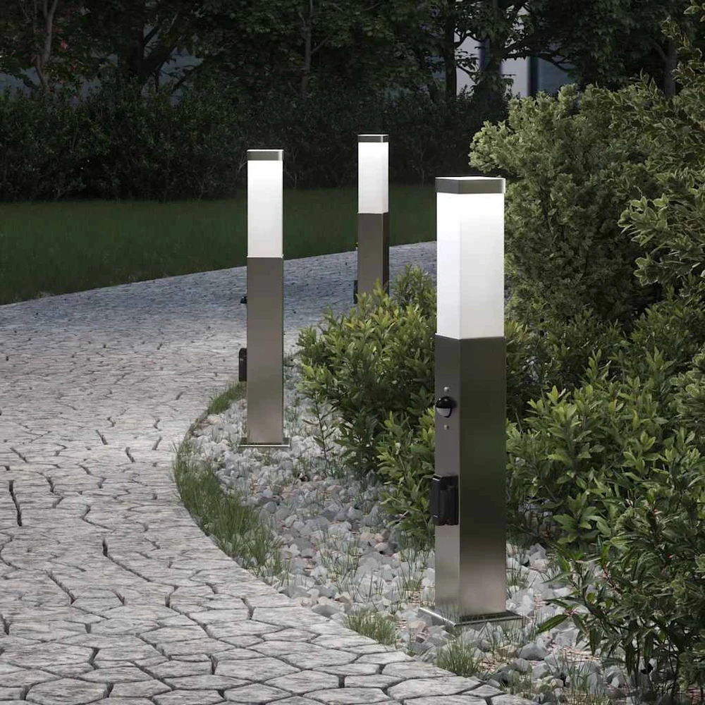 Pakabinamas šviestuvas Šviestuvai su jutikliu ir lizdu, 3 vnt., 50 cm, nerūdijantis plienas, IP44