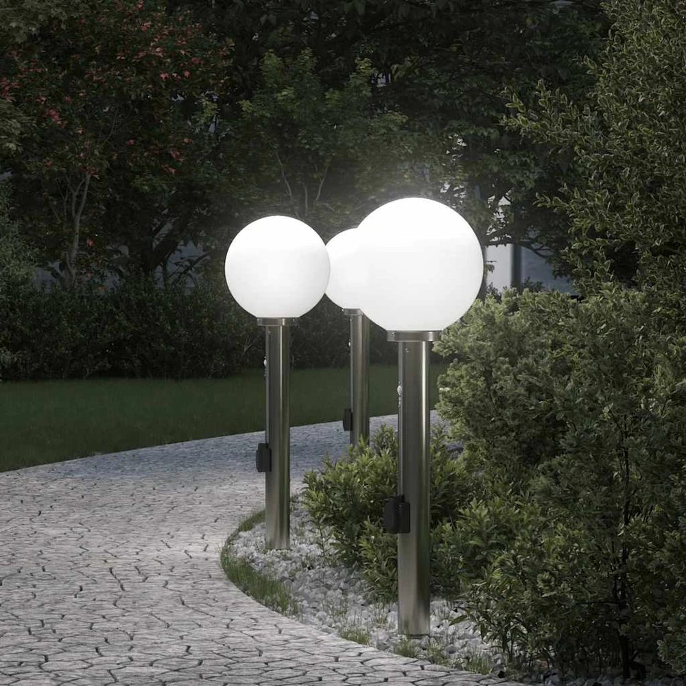 Pakabinamas šviestuvas Šviestuvai su jutikliu ir lizdu, 3 vnt., 80 cm, nerūdijantis plienas, IP44
