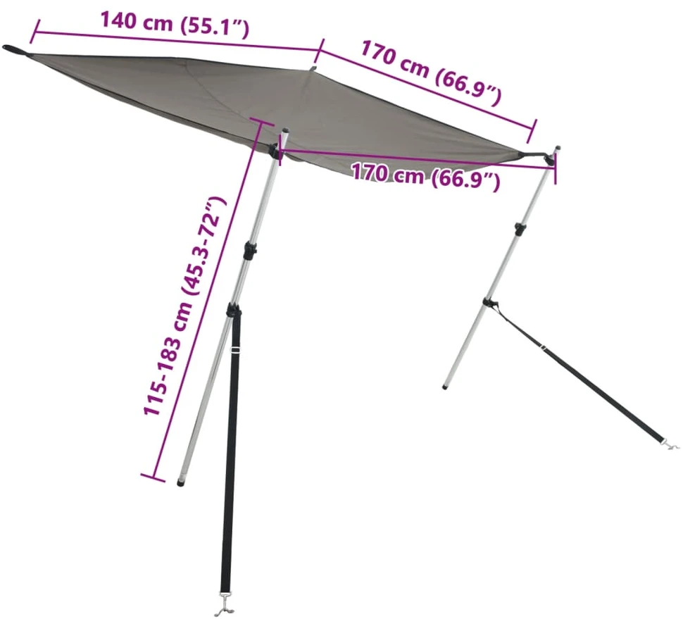 T tipo uždangos prailginimas, antracito, 170x170x(115-183)cm