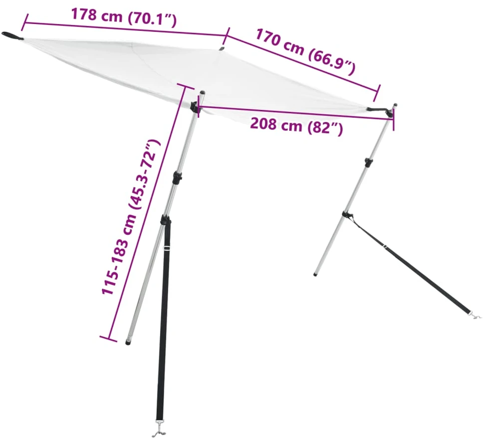 T tipo uždangos prailginimas, baltas, 170x208x(115-183)cm