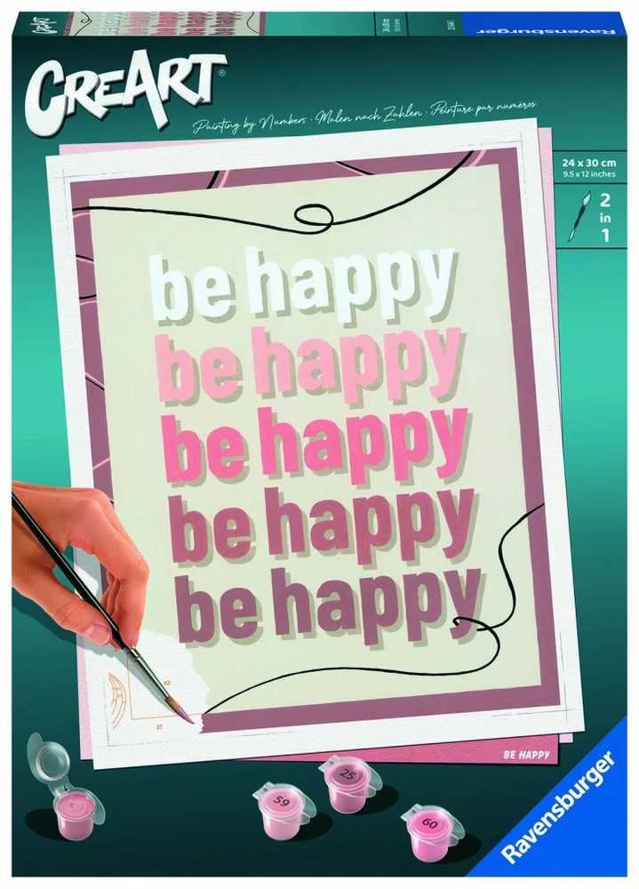 Tapymas pagal skaičius CreArt Be Happy 23544 Ravensburger
