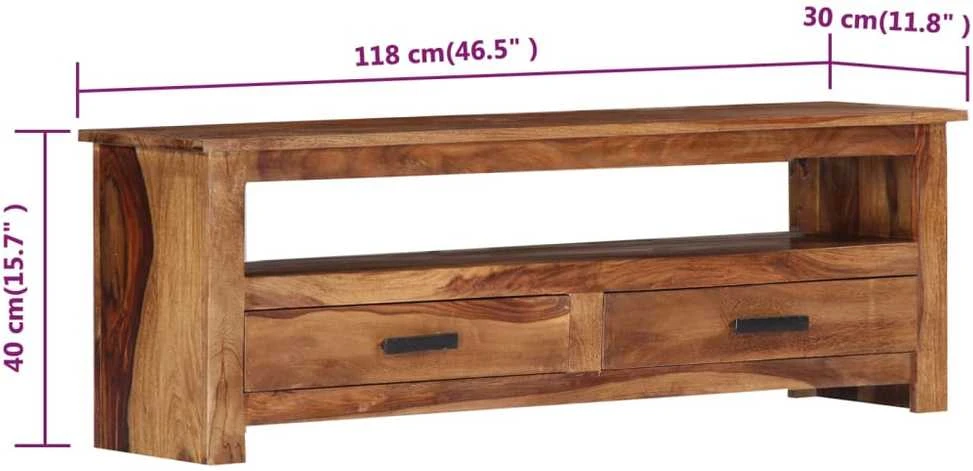 TV staliukas Televizoriaus spintelė, 118x30x40cm, rausv. dalb. med. masyvas