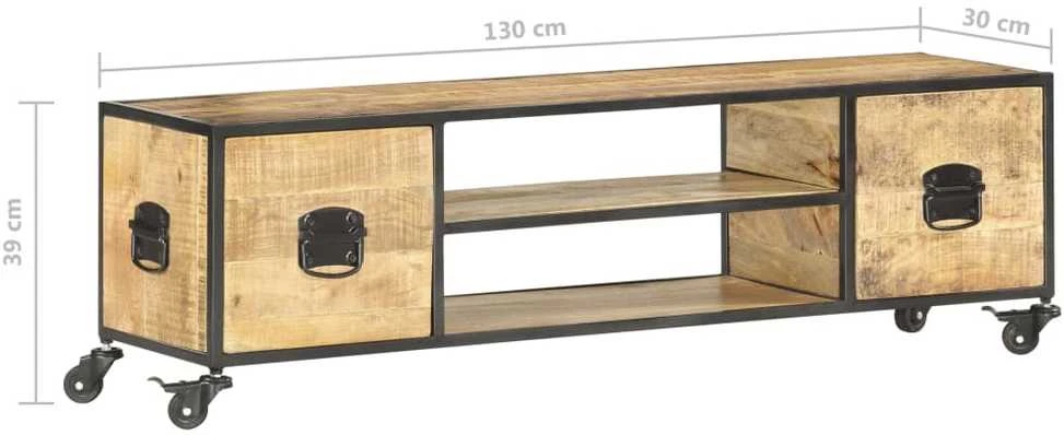TV staliukas Televizoriaus spintelė, 130x30x39cm, mango medienos masyvas