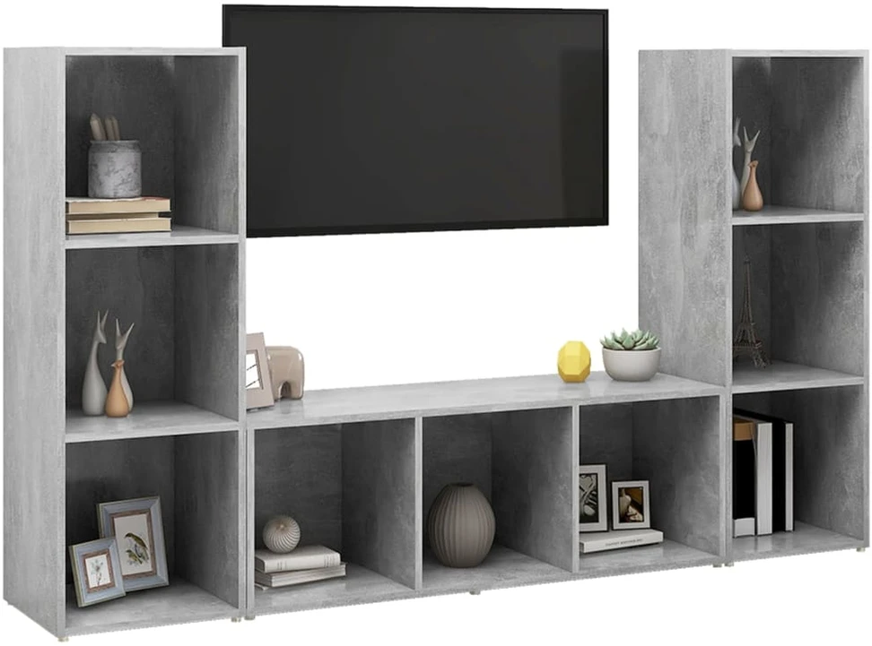 TV staliukas Televizoriaus spintelės, 3vnt., pilkos, 107x35x37cm, MDP