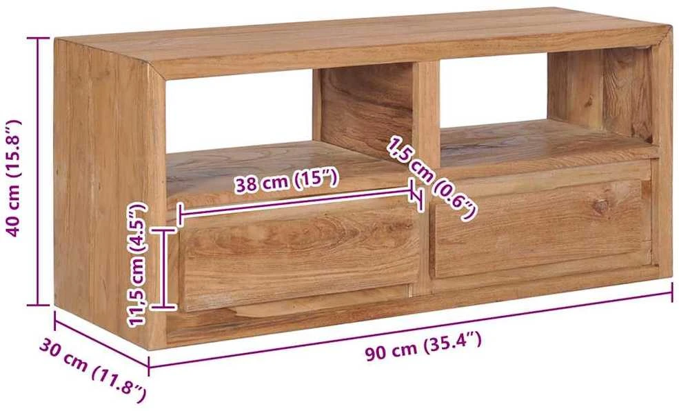 TV staliukas Televizoriaus spintelė, 90x30x40cm, tikmedžio medienos masyvas