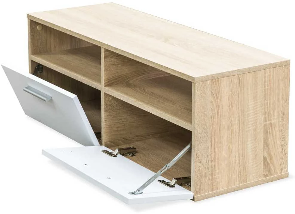 TV staliukas Televizoriaus spintelė, ąžuolo/balta, 95x35x36cm, mediena