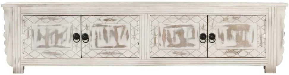 TV staliukas Televizoriaus spintelė, balta, 140x30x35cm, mango masyvas