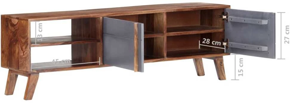 TV staliukas Televizoriaus spintelė, pilka, 140x30x45cm, medienos masyvas