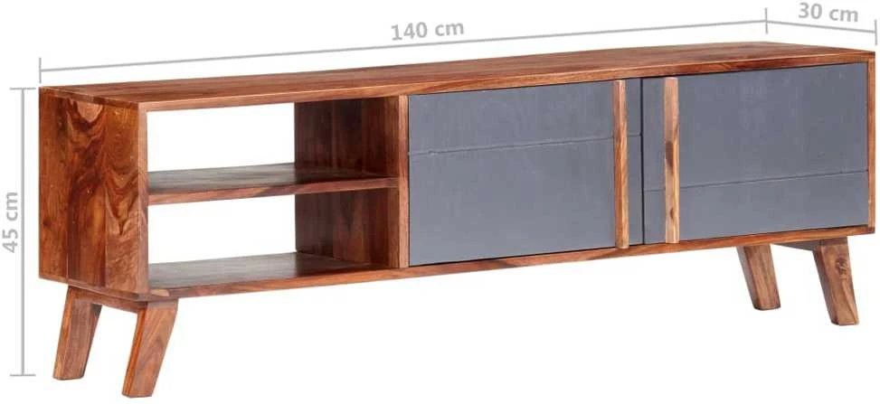 TV staliukas Televizoriaus spintelė, pilka, 140x30x45cm, medienos masyvas