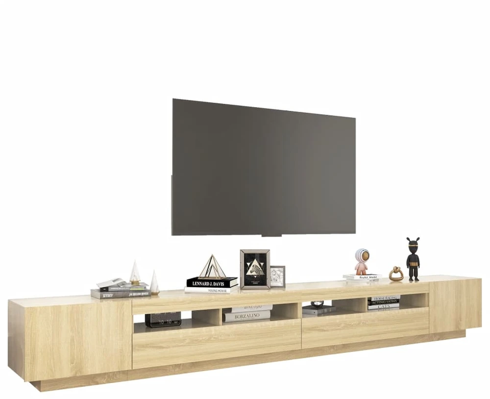 TV staliukas Televizoriaus spintelė su LED apšvietimu, ąžuolo, 300x35x40cm