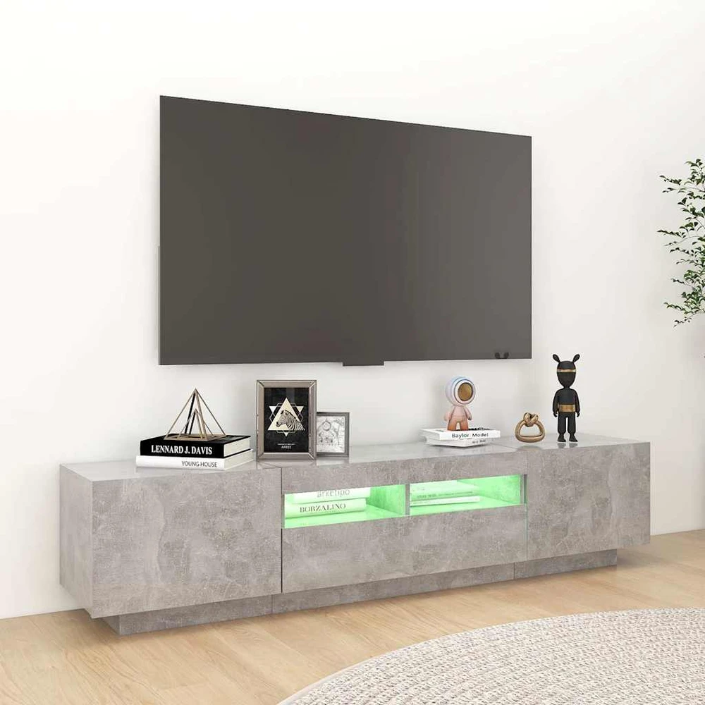 TV staliukas Televizoriaus spintelė su LED, betono pilka, 180x35x40cm