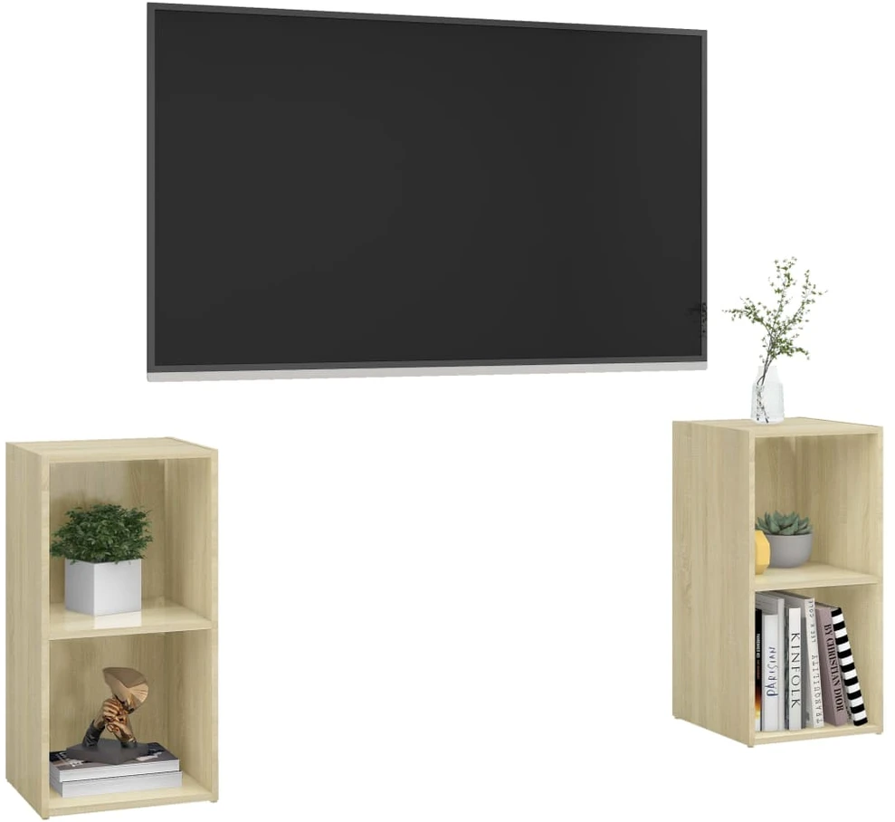Televizoriaus spintelės, 2vnt., ąžuolo, 72x35x36,5cm, mediena