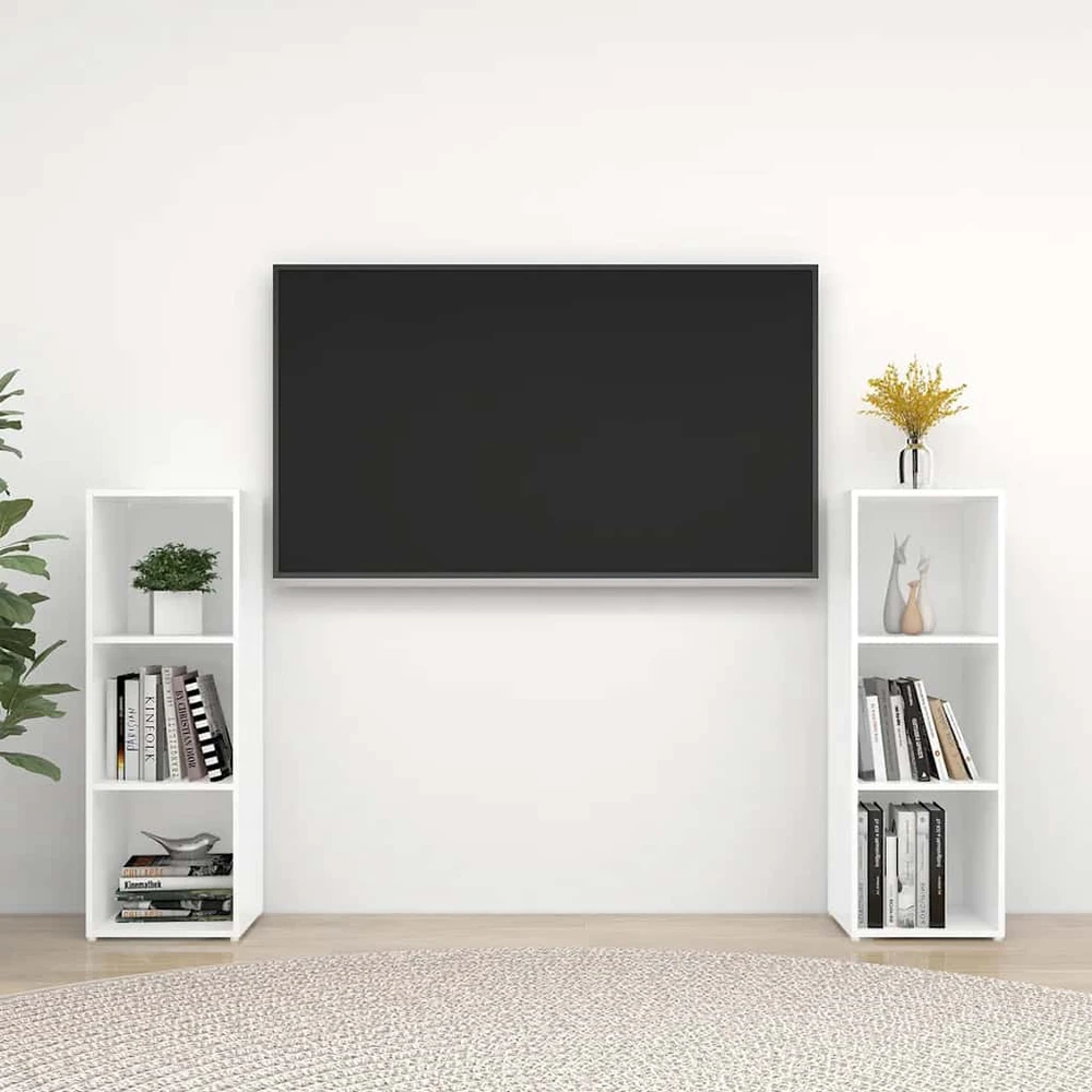 TV staliukas Televizoriaus spintelės, 2vnt., baltos, 107x35x37cm, MDP
