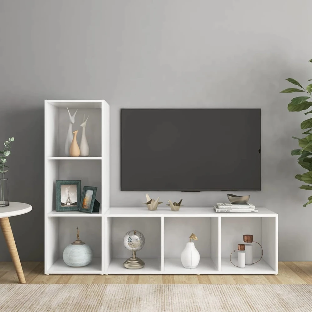 TV staliukas Televizoriaus spintelės, 2vnt., baltos, 107x35x37cm, MDP
