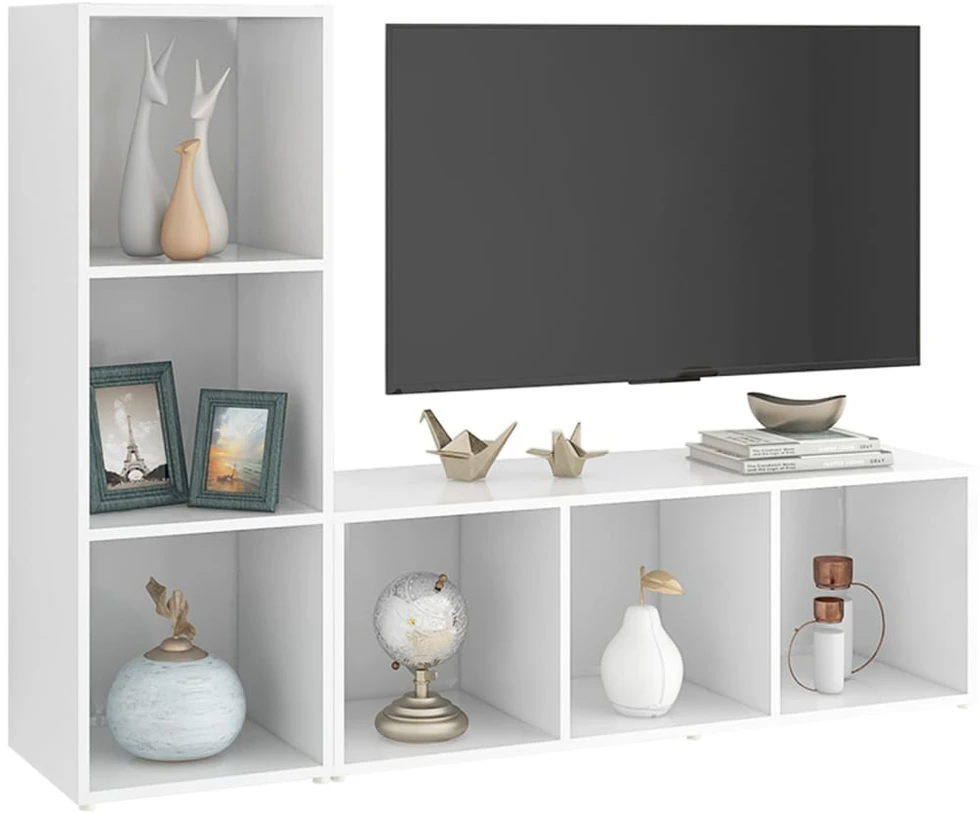 TV staliukas Televizoriaus spintelės, 2vnt., baltos, 107x35x37cm, MDP
