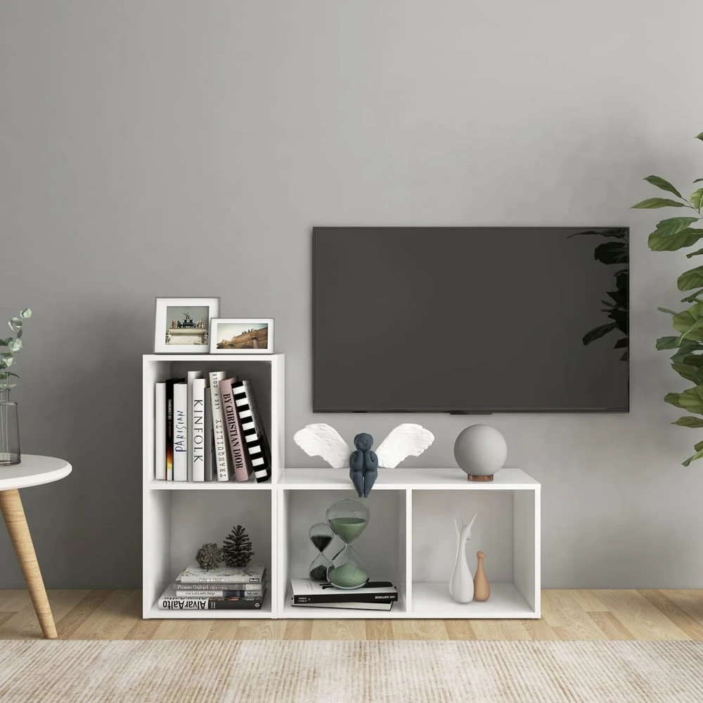 Televizoriaus spintelės, 2vnt., baltos, 72x35x36,5cm, mediena