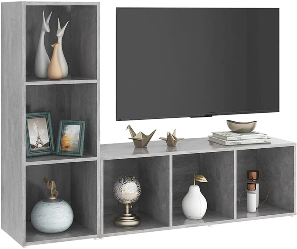 TV staliukas Televizoriaus spintelės, 2vnt., pilkos, 107x35x37cm, MDP