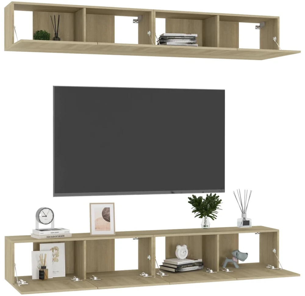 TV staliukas Televizoriaus spintelės, 4vnt., ąžuolo, 100x30x30cm, mediena