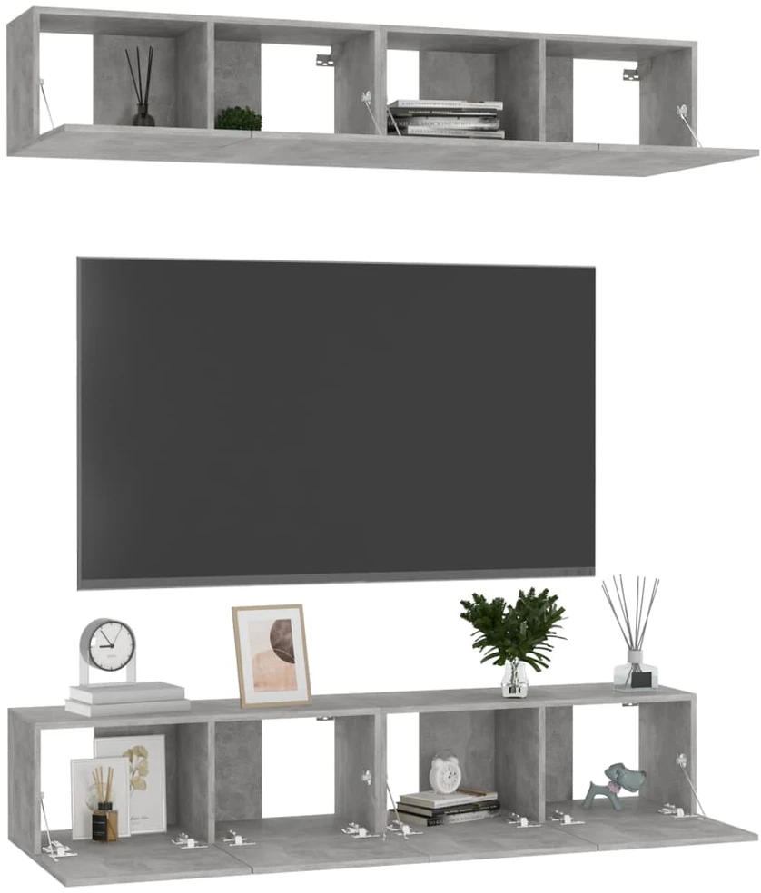 TV staliukas Televizoriaus spintelės, 4vnt., betono, 80x30x30cm, mediena