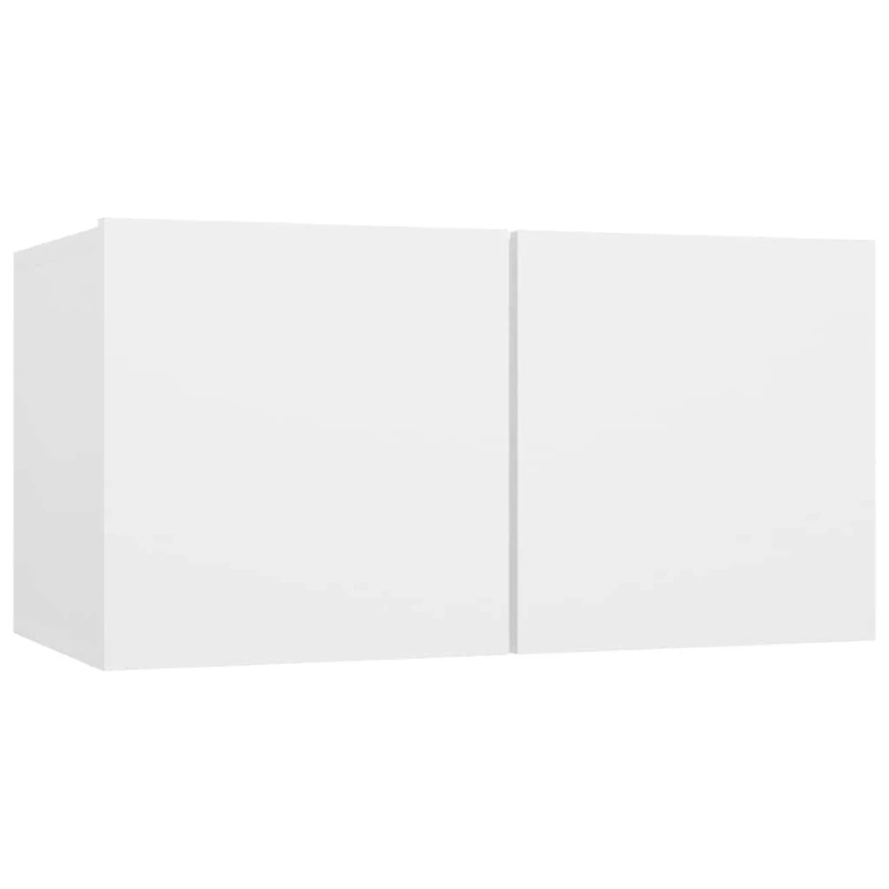 TV staliukas Televizoriaus spintelių komplektas, 7 dalių, baltas, mediena