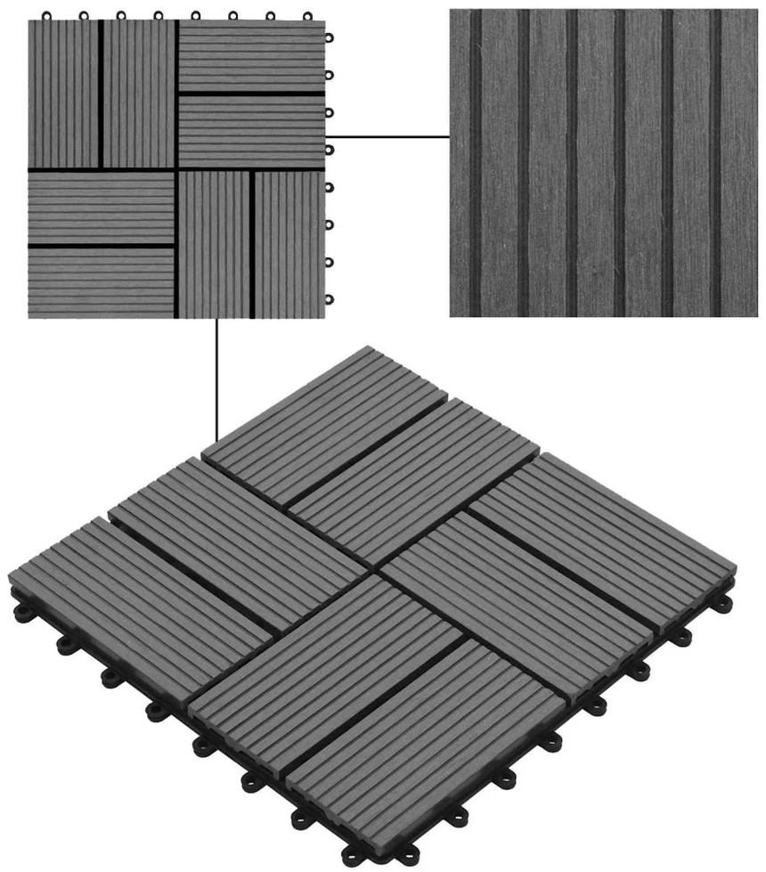 Terasinė Plytelė 11 pcs Pilka 30 x 30 cm MPK