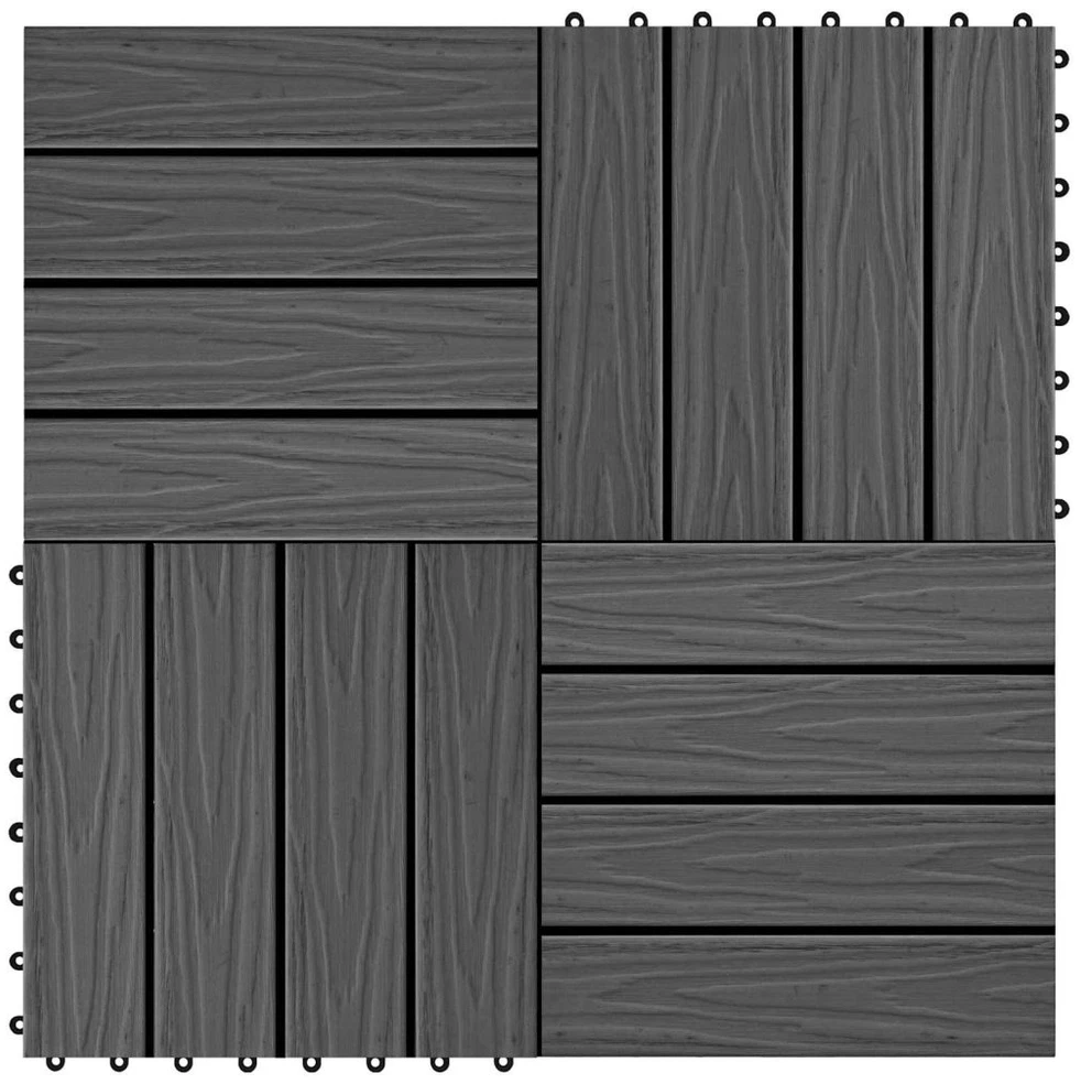 Terasinė Plytelė 3D dizainas 11 vnt. Juoda 30 x 30 cm WPC
