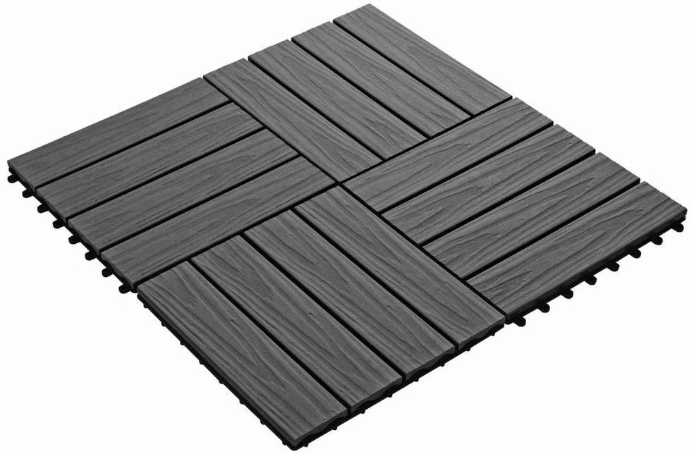 Terasinė Plytelė 3D dizainas 11 vnt. Juoda 30 x 30 cm WPC
