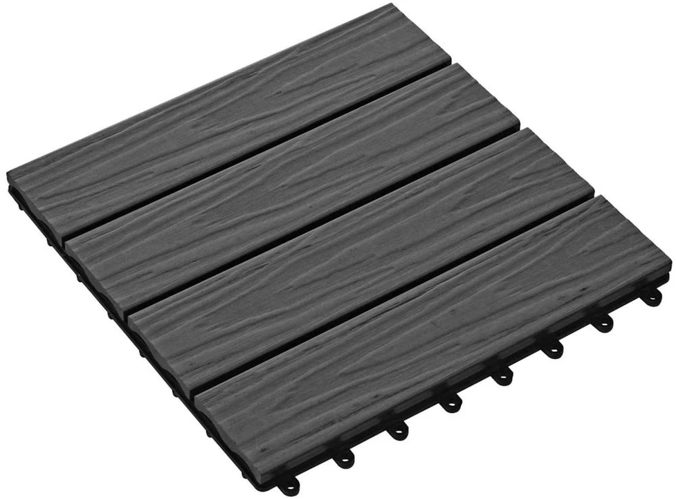 Terasinė Plytelė 3D dizainas 11 vnt. Juoda 30 x 30 cm WPC