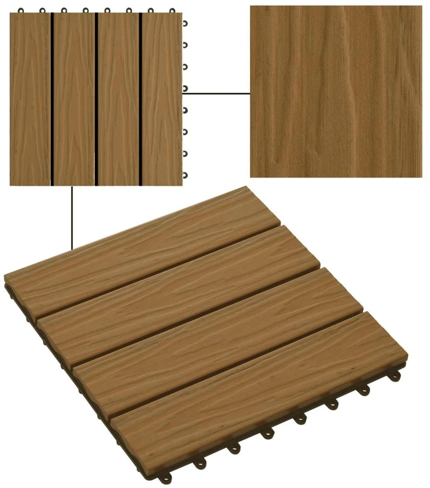 Terasinė Plytelė 3D dizainas 11 pcs Tikmedis 30 x 30 cm MPK