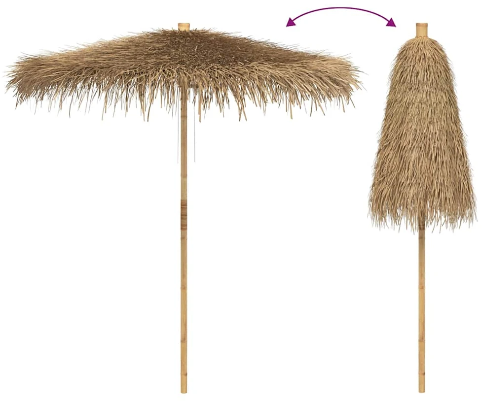 Tiki skėtis su banano lapo stogeliu, 240 cm, bambukas