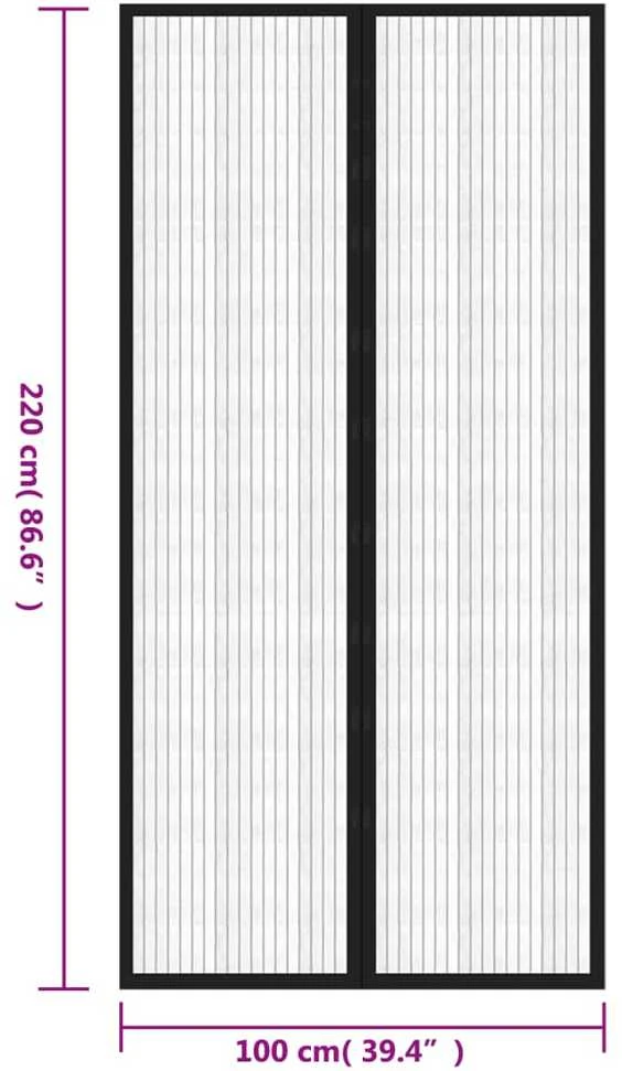 Tinkleliai nuo vabzdžių durims, 2vnt., juodi, 220x100cm