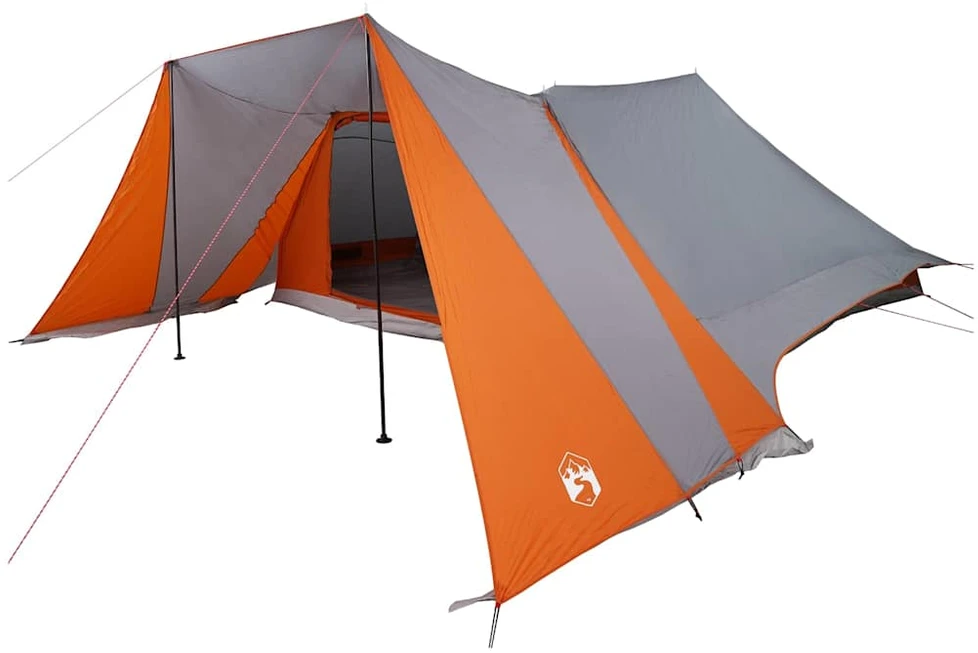 Tipi palapinė 12 asmeniui Pilka ir oranžinė tafta