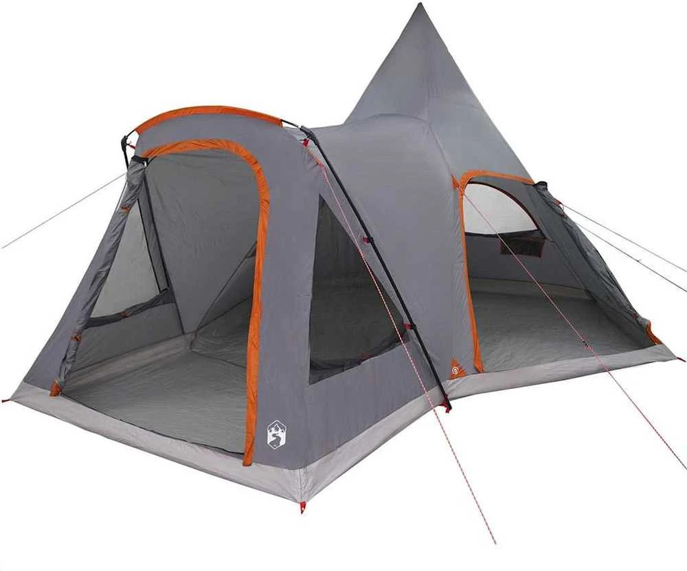 Teepee palapinė 5 žmonėms 5 asmeniui Pilka ir oranžinė